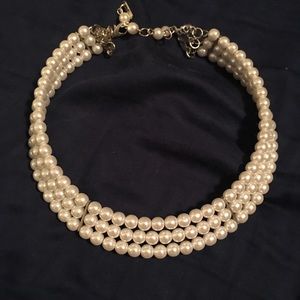 Three strand faux pearl choker
